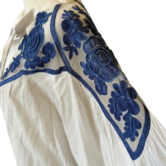 BY ANTHROPOLOGIE LONG SLEEVE TWO TONE LACE BLOUSE BOHO FESTIVAL VICTORIAN M - Picture 5 of 12